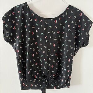 h.i.p. Black Blouse with Colorful Pattern